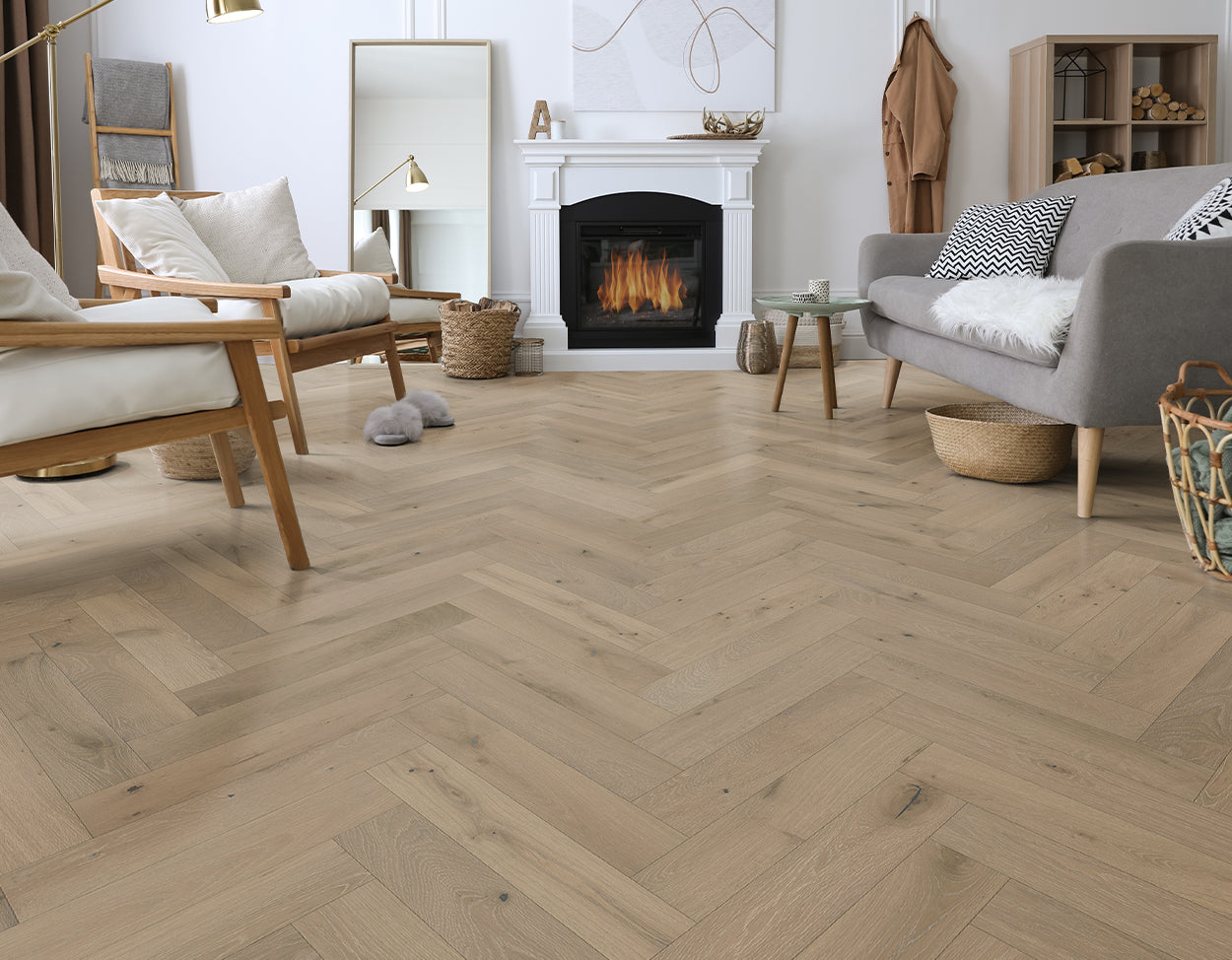 Spanish Herringbone Coastal Fog